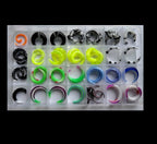 00G UV Reactive Buffalo Pincher Ear Stretcher – White with Purple & Green Stripes, Sold as Pair