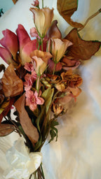 Vintage Mauve Floral Arrangement | Silk, Fabric & Paper Blooms | 11 Stems