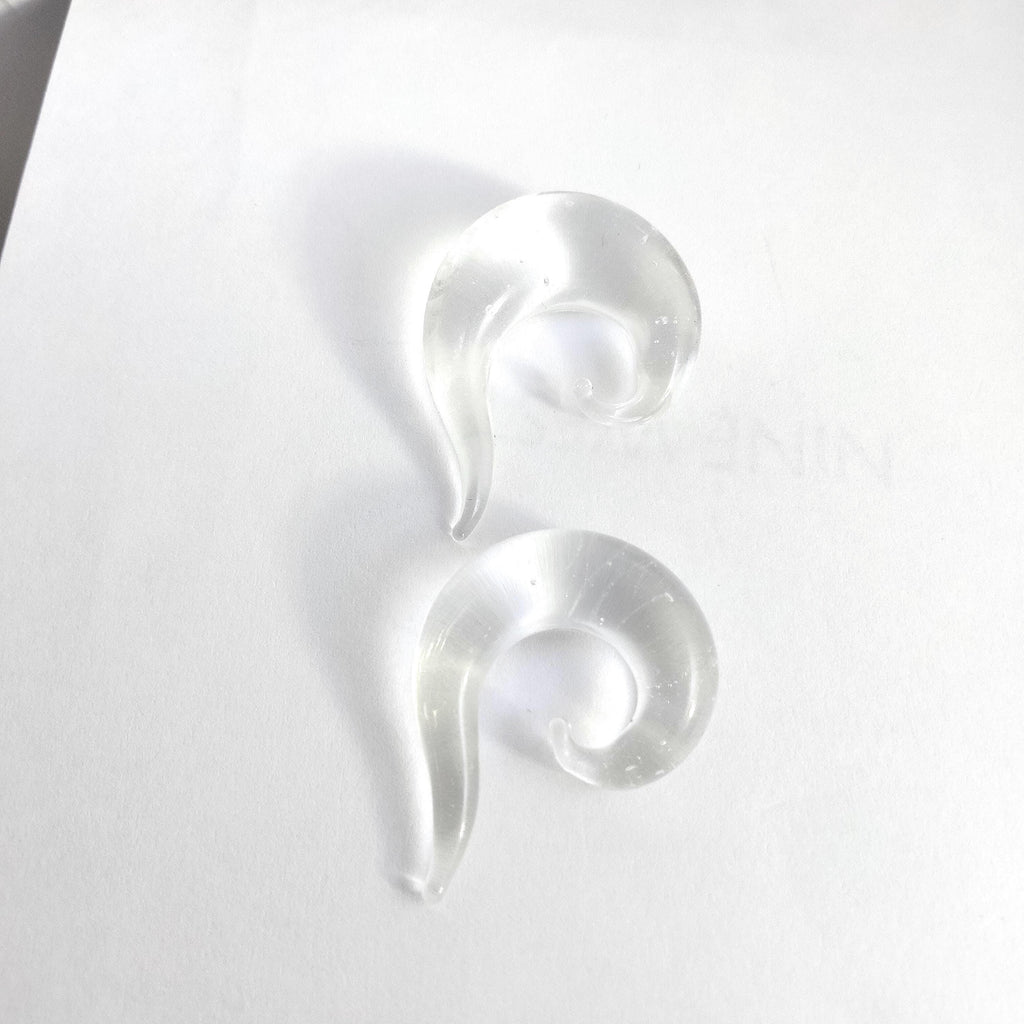 12G Clear Glass Spiral Talon Plug – Lobe Stretcher & Surgical Retainer, Metal-Free