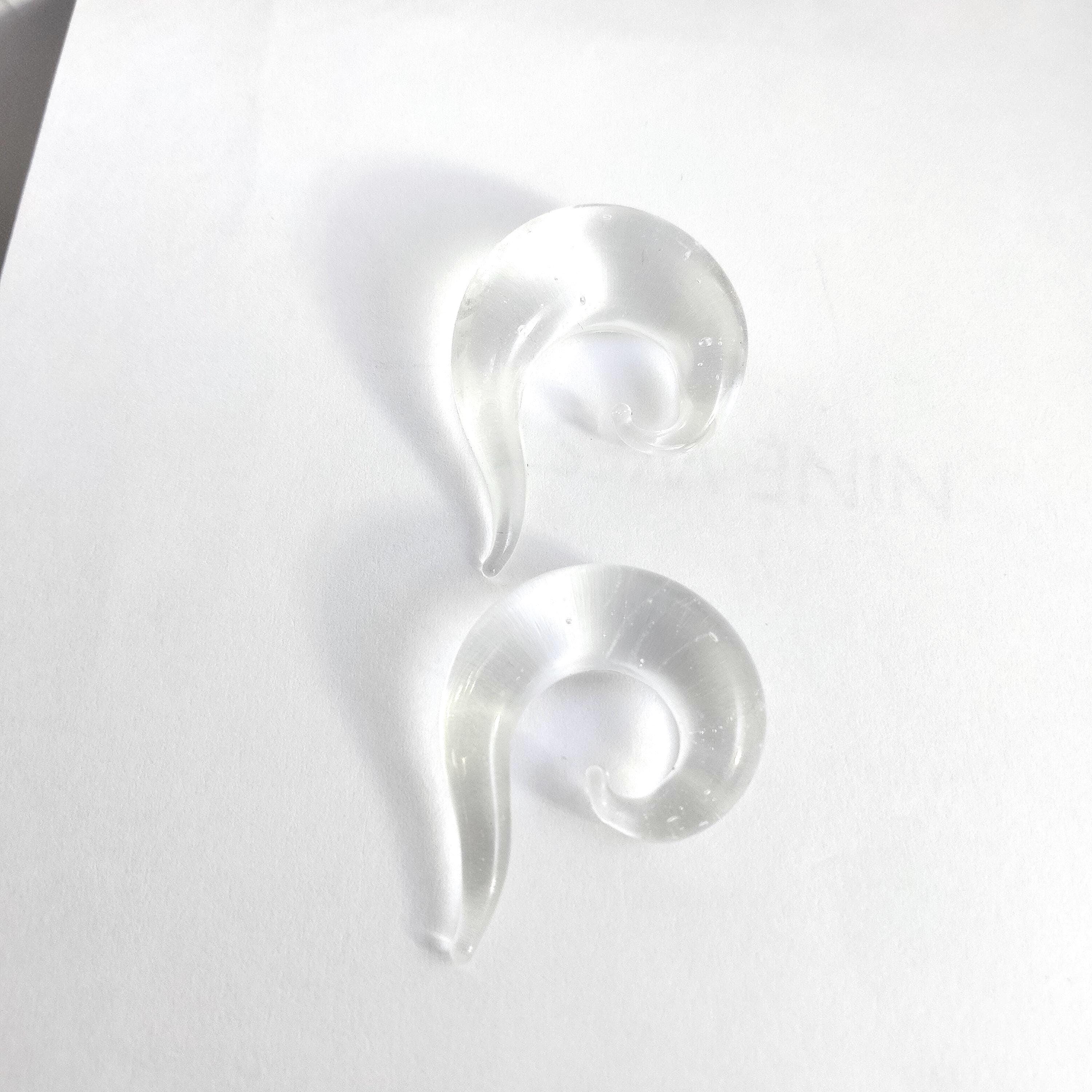 12G Clear Glass Spiral Talon Plug – Lobe Stretcher & Surgical Retainer, Metal-Free