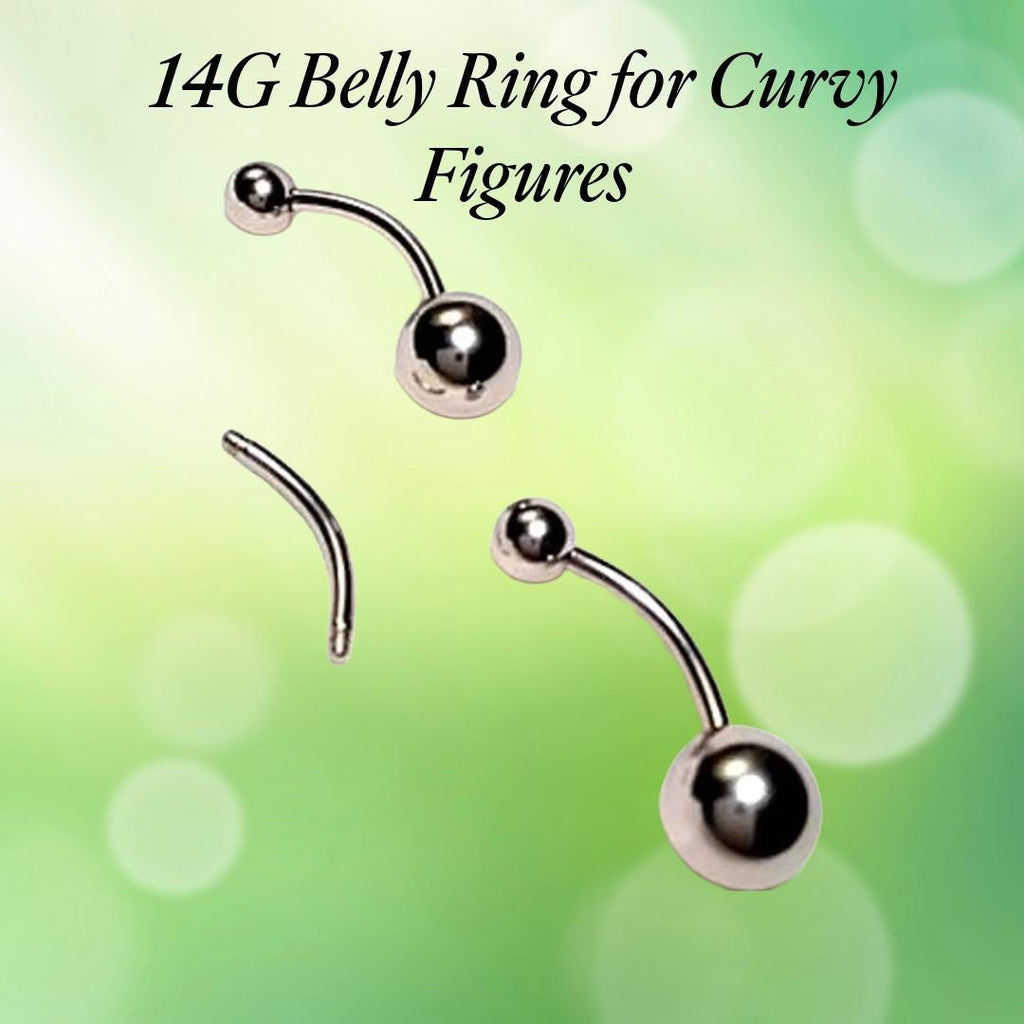 14G Titanium Belly Ring, Surgical Steel Barbell