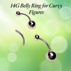 14G Titanium Belly Ring, Surgical Steel Barbell