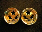 3/4" Stainless Steel Evil Pumpkin Double Flare Flesh Tunnel – Rhinestones, Halloween