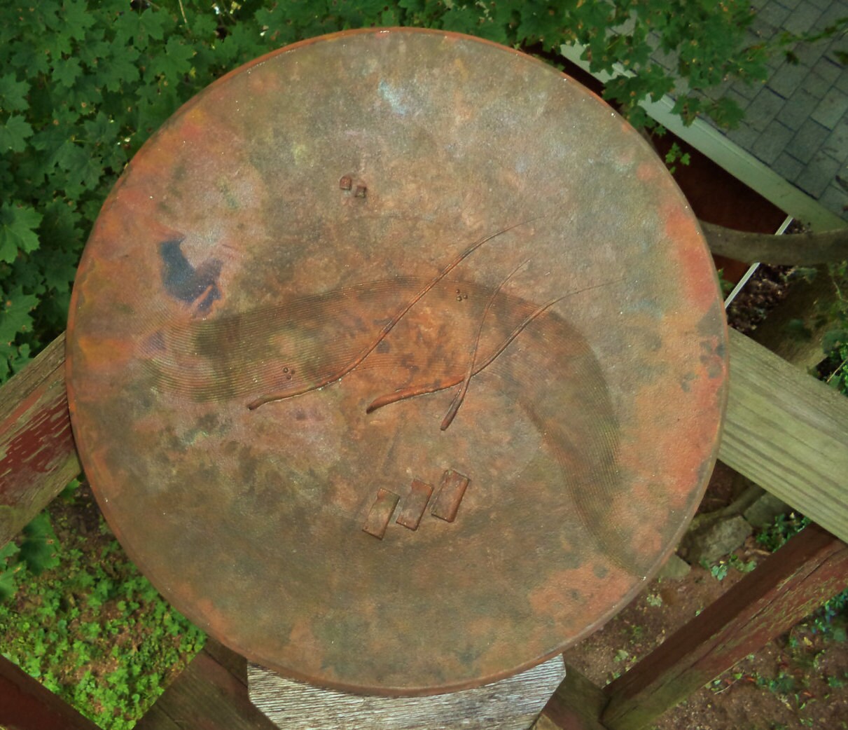 Vintage 1991 Raku Pottery Platter – Signed, Mexican Spice Colors, 19" Wall Hanging or Centerpiece
