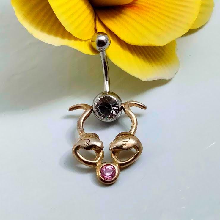 Serpent Talon Belly Ring – 14G Anodized Gold Titanium Dangle