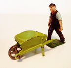 Antique Train Conductor Figurine with Wheelbarrow – J. Hill & Co. Die-Cast, 1950s England