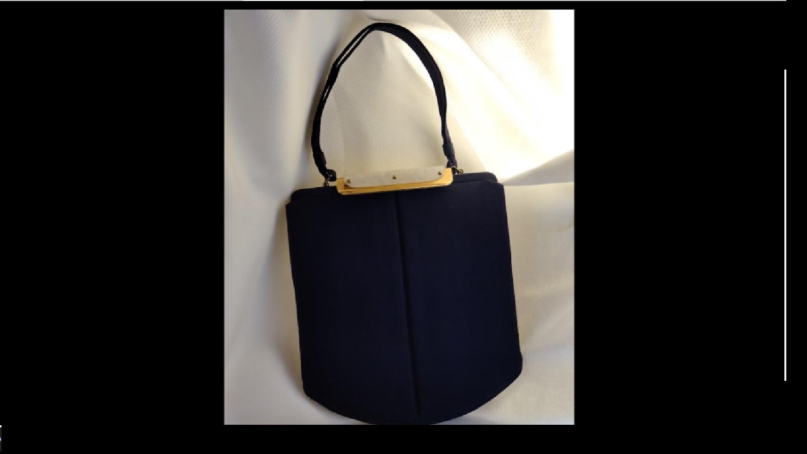 1940s Vintage Cloth Handbag | Mother of Pearl Clasp | L&M Bags by Edwards | Made in USA