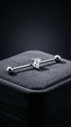 14G Industrial Barbell – Surgical Steel, Diamond-Like Triangle Stone, Scaffold & Cartilage