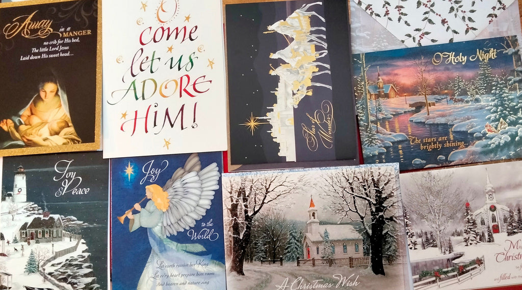 Religious Christmas Cards – 30-Card Assortment, Churches, Angels & Nativity, USA Printed