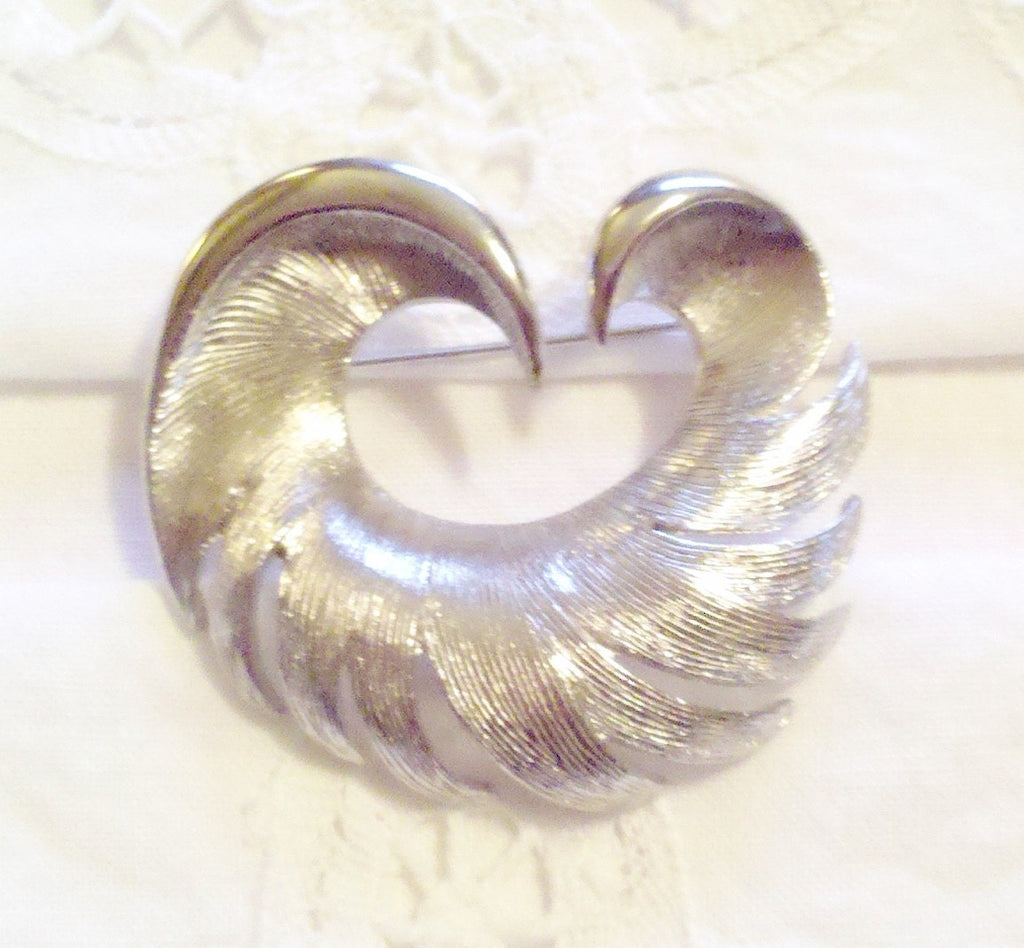 Vintage Torino Twin Swans Brooch – Brushed Silver Tone, Signed Designer Pin