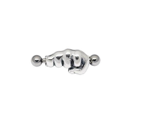 16G Closed Fist Eyebrow Barbell – 316L Surgical Steel, 9/16" Straight Bar