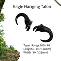 Black Acrylic Eagle Beak Tribal Talon Ear Weight – 10G–4G, Tunnels & Septum