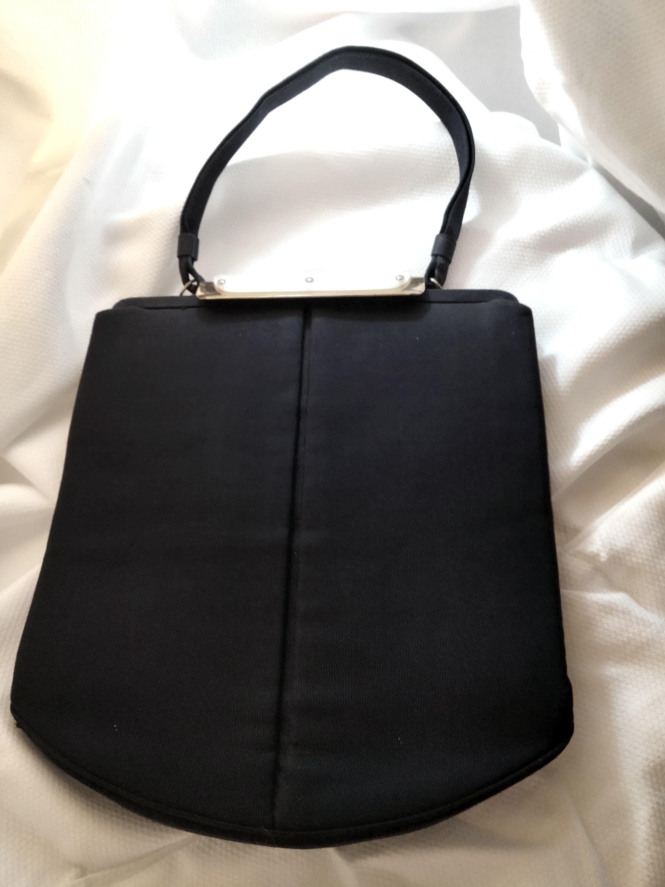 1940s Vintage Cloth Handbag | Mother of Pearl Clasp | L&M Bags by Edwards | Made in USA