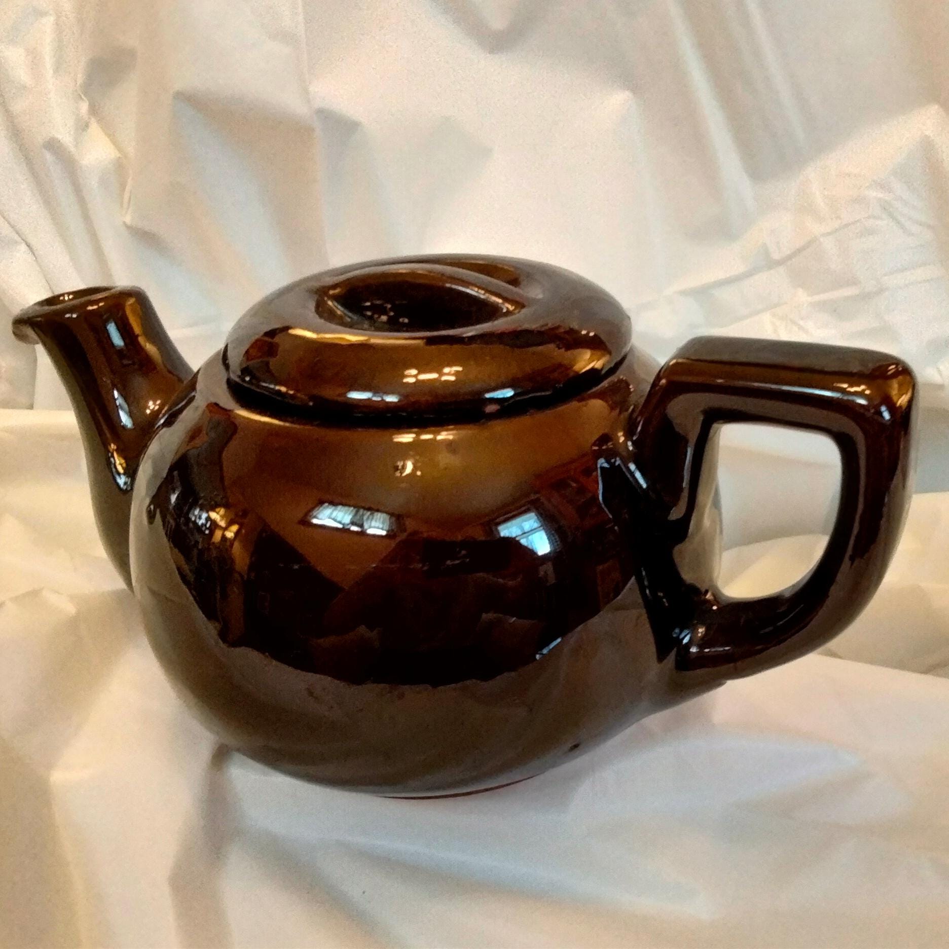 Vintage Hamilton Canada 1-Cup Teapot – Reddish Brown Glazed Ceramic, Like New