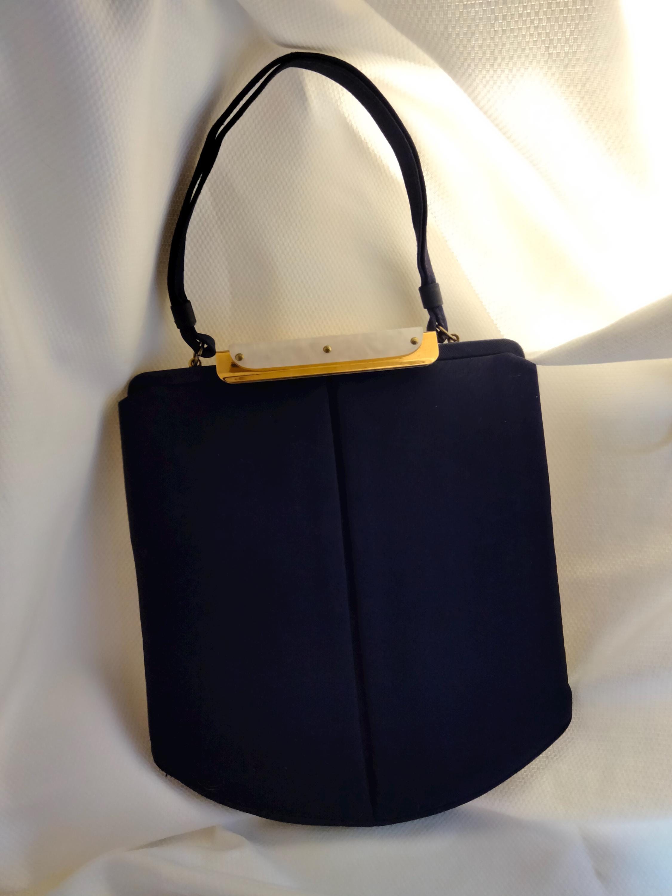 1940s Vintage Cloth Handbag | Mother of Pearl Clasp | L&M Bags by Edwards | Made in USA