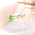 20G Green Acrylic Flower Nose Stud, UV Reactive (10mm Post)