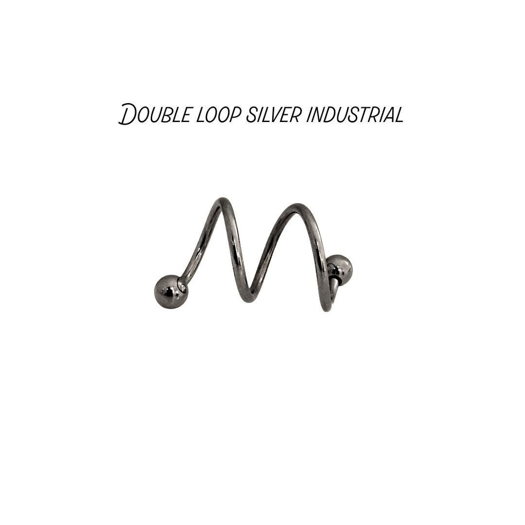 16G Double Twist Industrial Barbell – 316L Surgical Steel, 1-1/4" Total Length