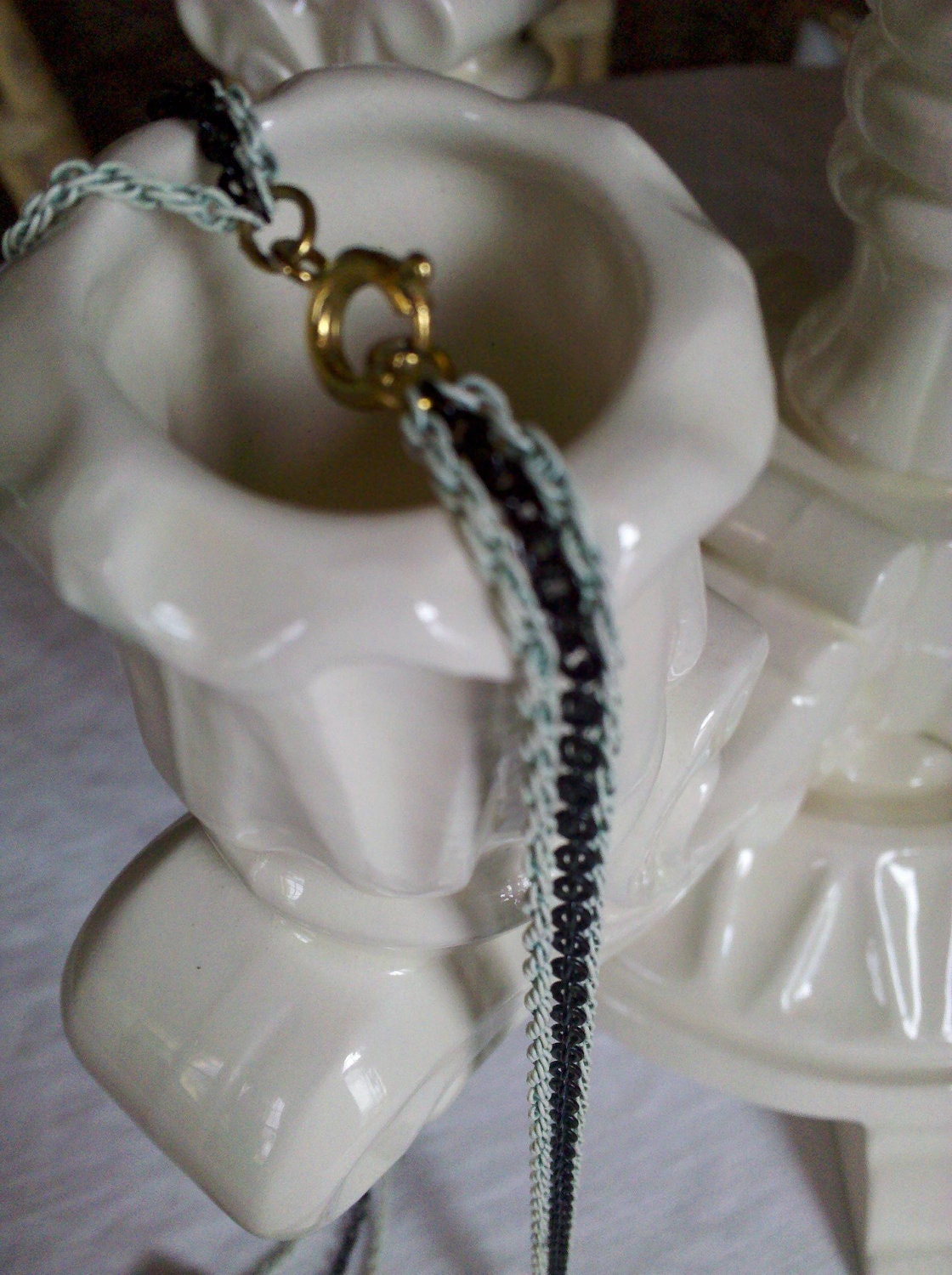 Vintage Art Deco Tropical Palm Enamel Bracelet & Necklace Set – 1980s