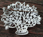 Vintage Rhinestone Flower Basket Brooch – Multicolor Prong-Set Stones, Pristine Condition
