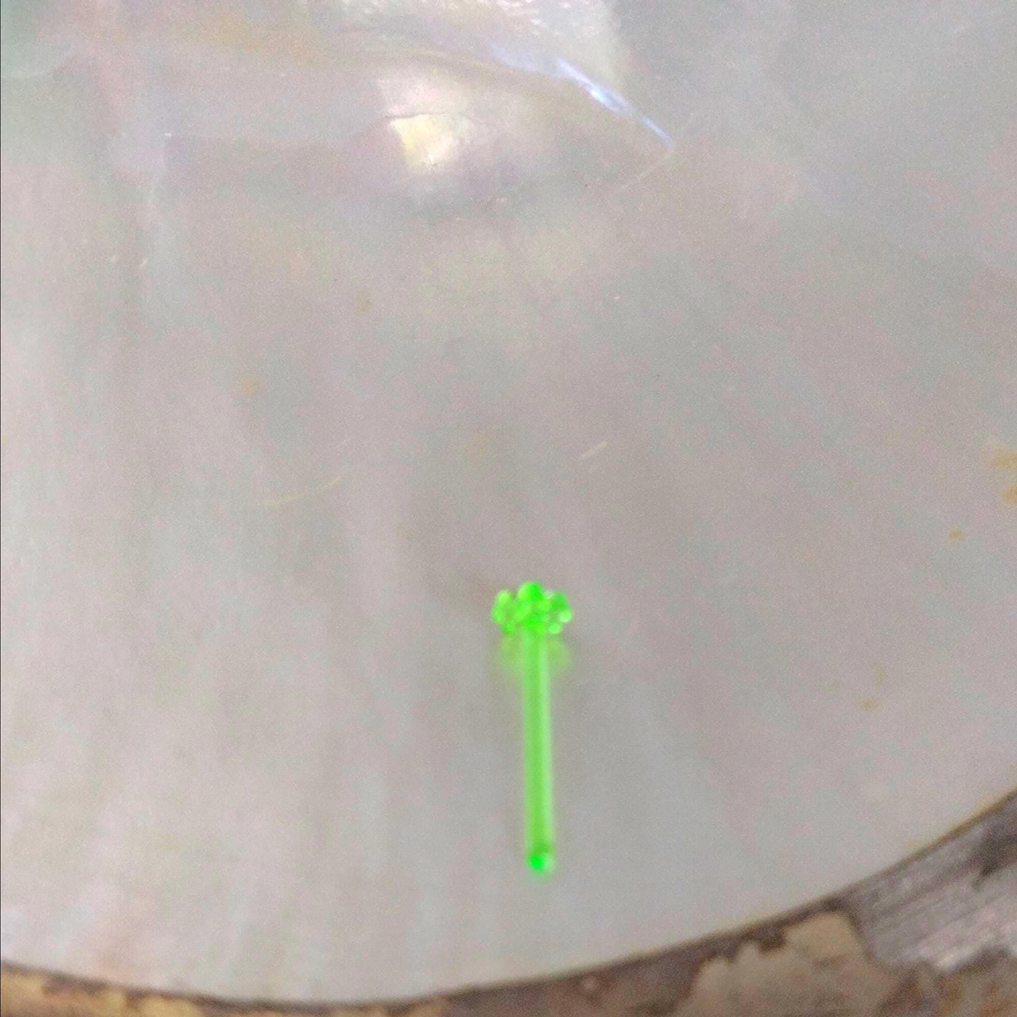20G Green Acrylic Flower Nose Stud, UV Reactive (10mm Post)