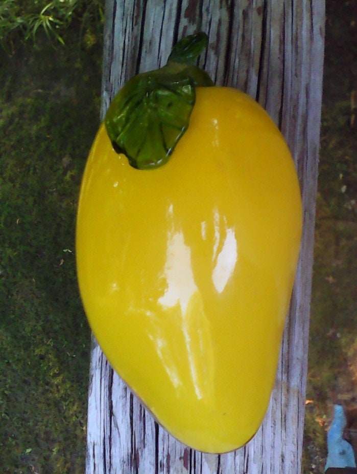 Murano Yellow Glass Pepper: Handblown Art Decor