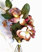 Vintage Mauve Floral Arrangement | Silk, Fabric & Paper Blooms | 11 Stems