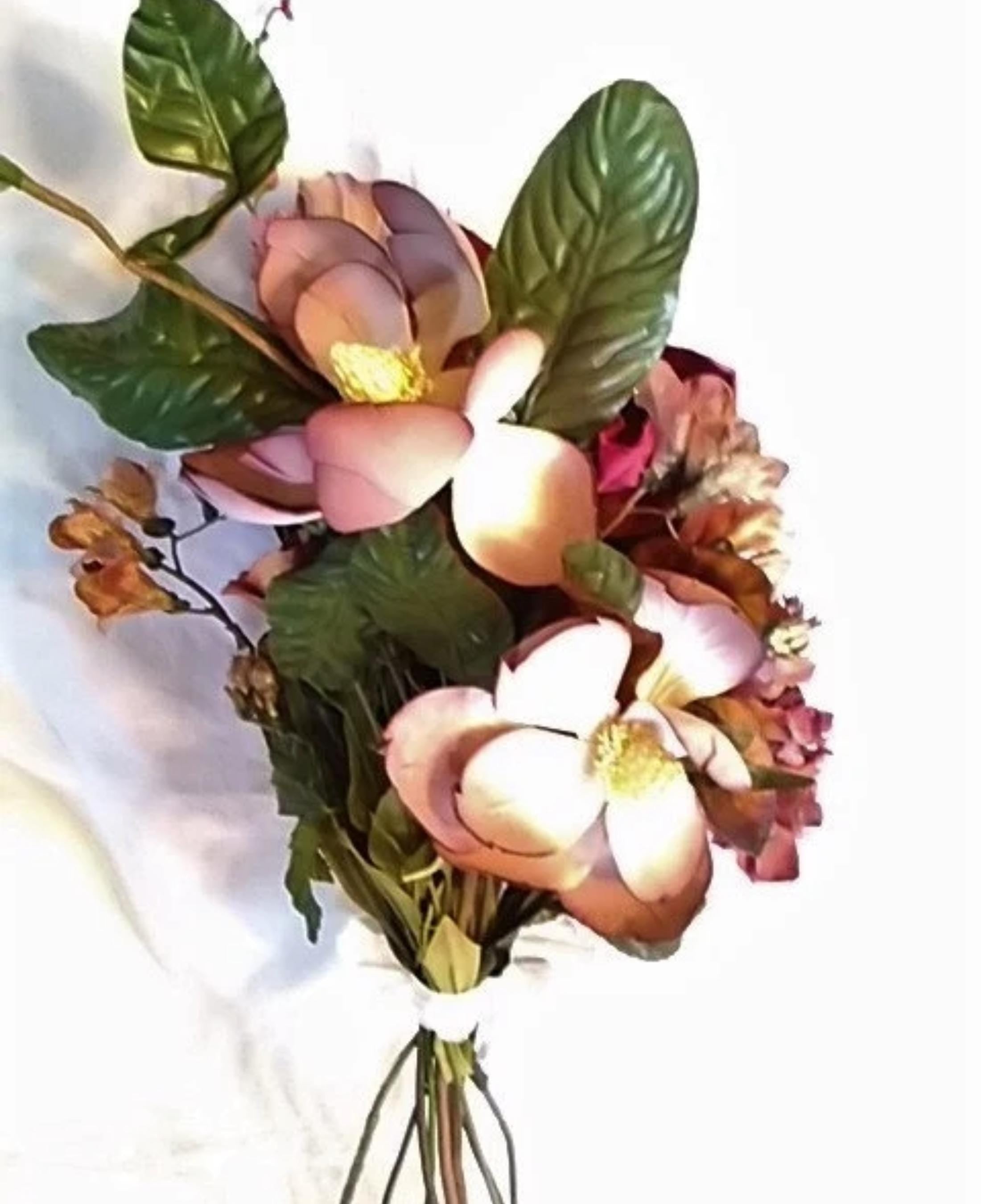 Vintage Mauve Floral Arrangement | Silk, Fabric & Paper Blooms | 11 Stems