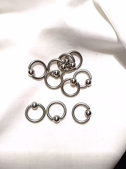 14G Captive Bead Ring 7/16" – 316L Surgical Steel, 3.57mm Bead, Sold Individually