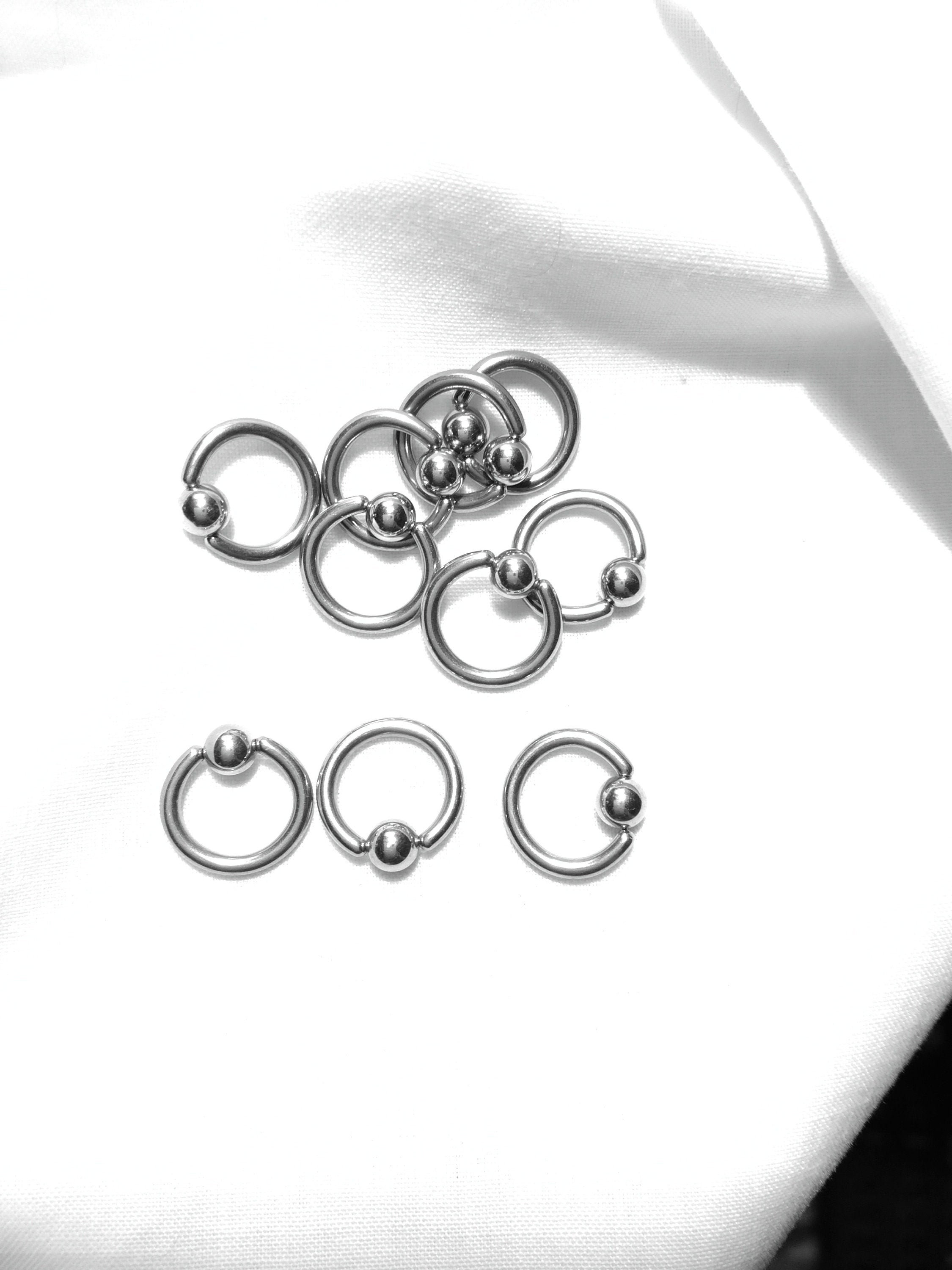 14G Captive Bead Ring 7/16" – 316L Surgical Steel, 3.57mm Bead, Sold Individually