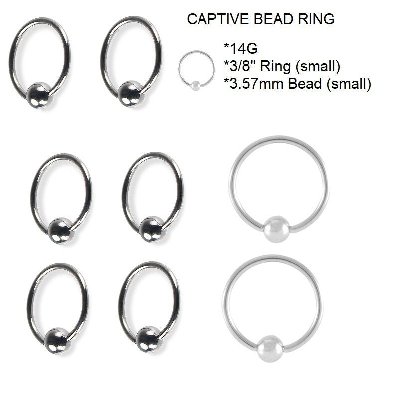 Captive Bead Ring - 14G 3/8" - Set of 2
