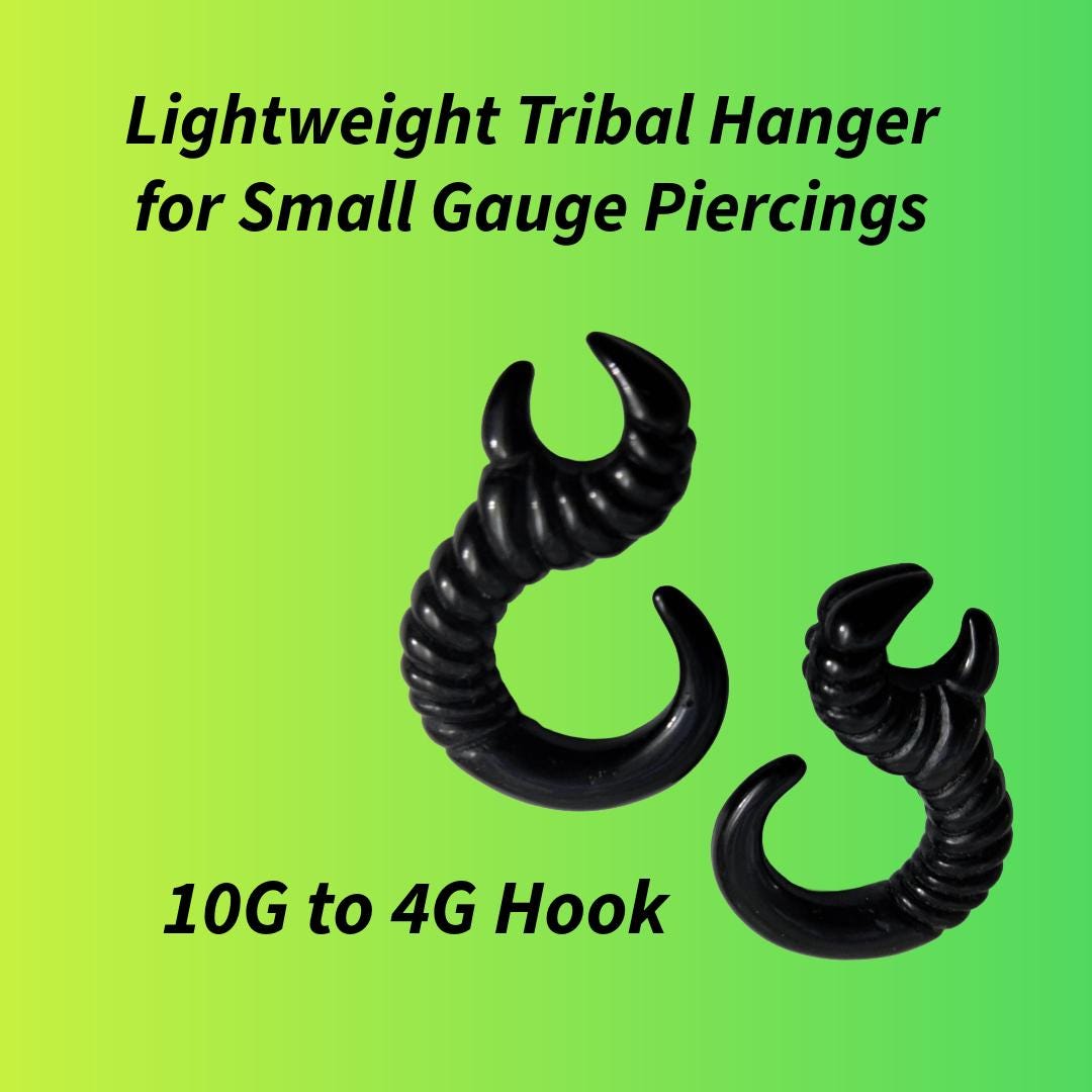 Acrylic Tribal Talon Ear Weight | Black Claw Hanger | 10G–4G | Tunnels & Septum