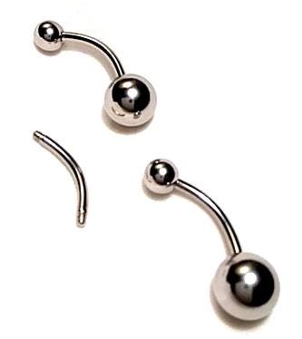 14G Titanium Belly Ring, Surgical Steel Barbell