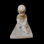 Vintage Haeger Ceramic Sculpture – Martie Strubel “Magical Moment” Kneeling Girl with Bird, 1980s