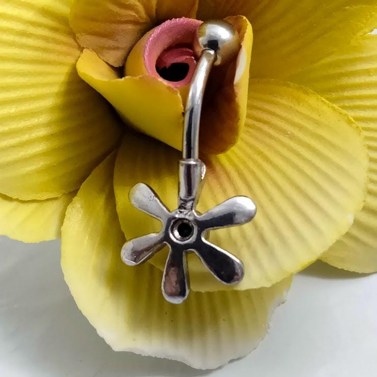 Aurora Borealis Flower Belly Ring – 14G Surgical Steel
