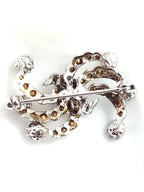 Vintage Rhinestone Bird Brooch – Red & Clear Crystal Pin, 1" x 3/4"