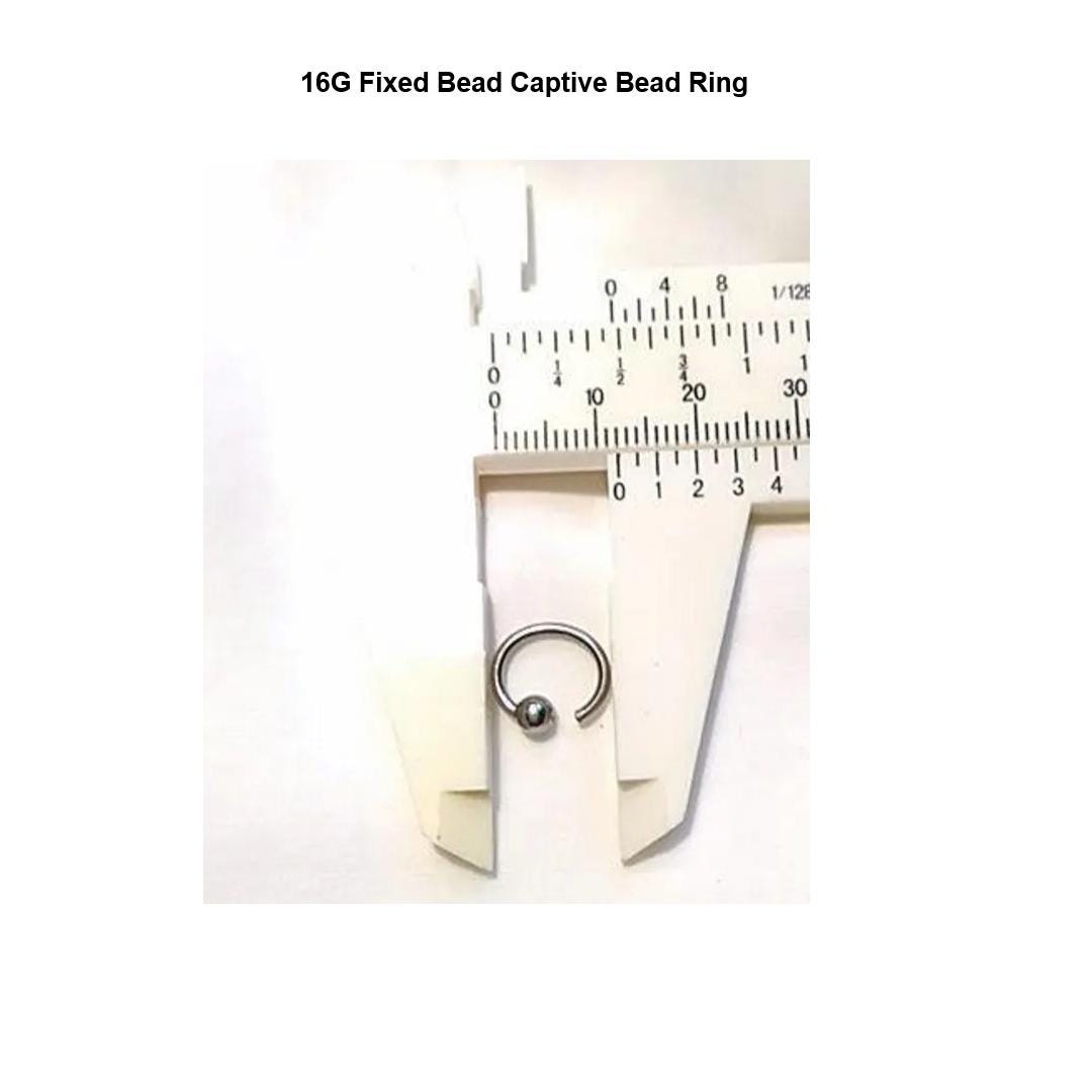 16G Captive Fixed Bead Septum Ring – 316L Surgical Steel, 7/16" Small