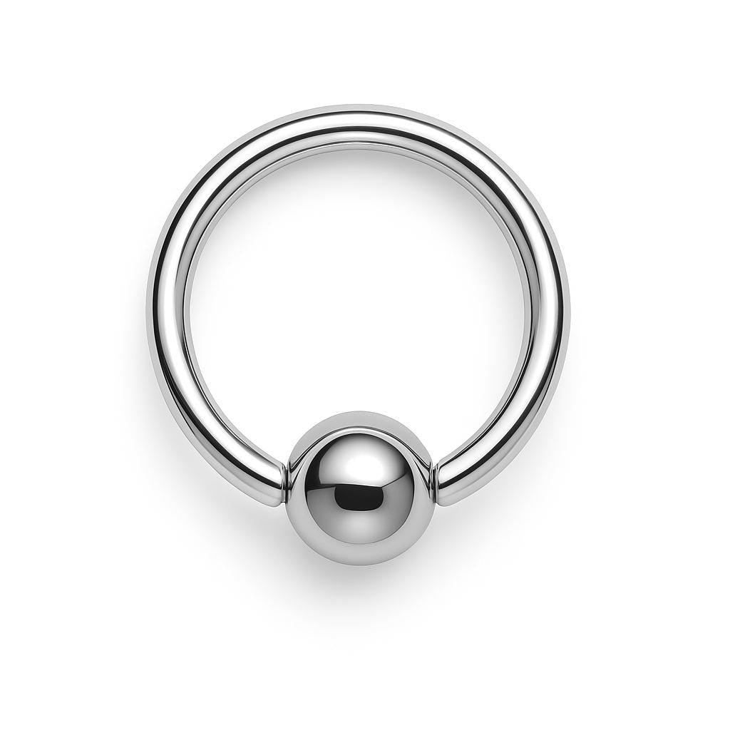 16G Surgical Steel Silver Nipple Nose Captive Bead Ring: 4mm Ball, 1/2" Diameter