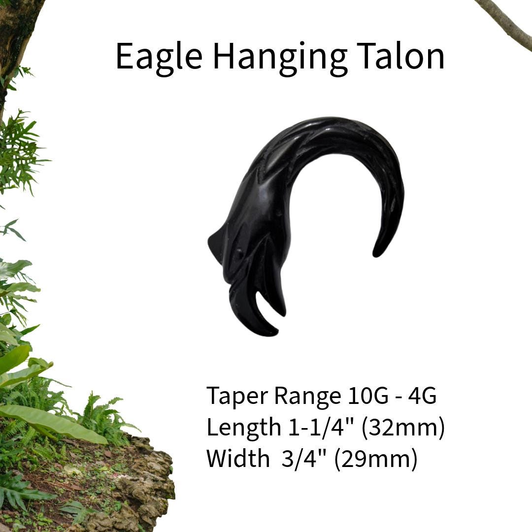 Black Acrylic Eagle Beak Tribal Talon Ear Weight – 10G–4G, Tunnels & Septum