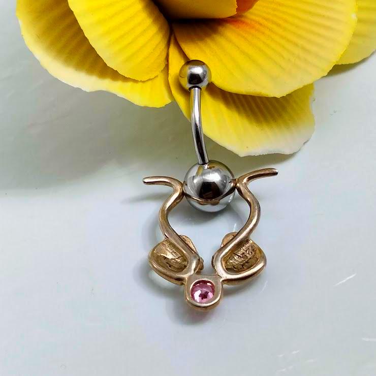 Serpent Talon Belly Ring – 14G Anodized Gold Titanium Dangle