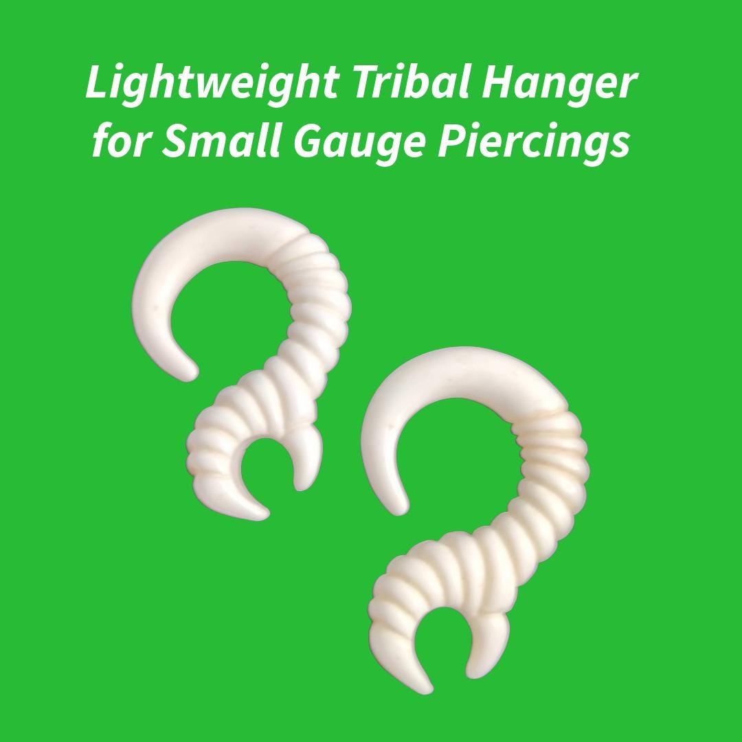 Acrylic Tribal Talon Ear Weight | Ivory White Claw Hanger | 10G–4G | Tunnels & Septum