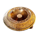 Solid Brass Cigar Ashtray & Incense Burner | Ornate Lid | Mid-Century Vintage