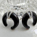 00G Black Glass Buffalo Pincher Ear Stretcher – U-Shape, Metal-Free, Sold as Pair