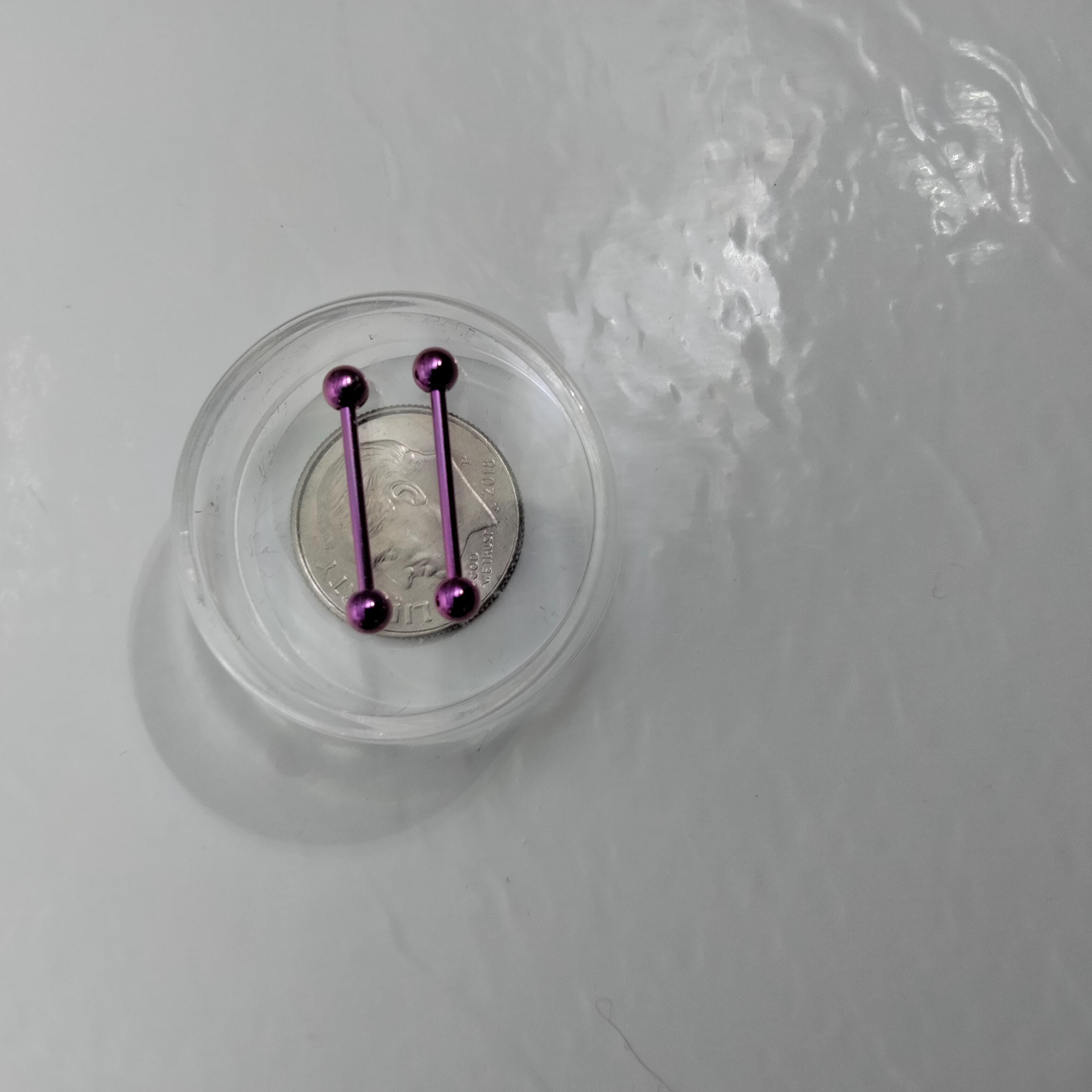 18G Purple Anodized Titanium Barbell – 5/8" Cartilage, Brow & Nipple
