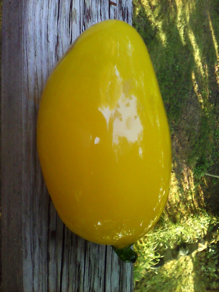 Murano Yellow Glass Pepper: Handblown Art Decor