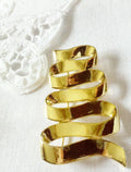 Vintage 1980s M Jent Large Ribbon Brooch – High Polished Gold Tone