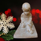Vintage Haeger Ceramic Sculpture – Martie Strubel “Magical Moment” Kneeling Girl with Bird, 1980s