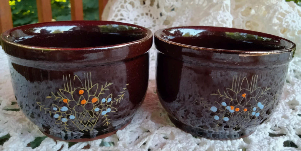 Antique Japanese Moriage Redware Bean & Rice Crock Set – 3-Piece with Gold Trim, Made in Japan