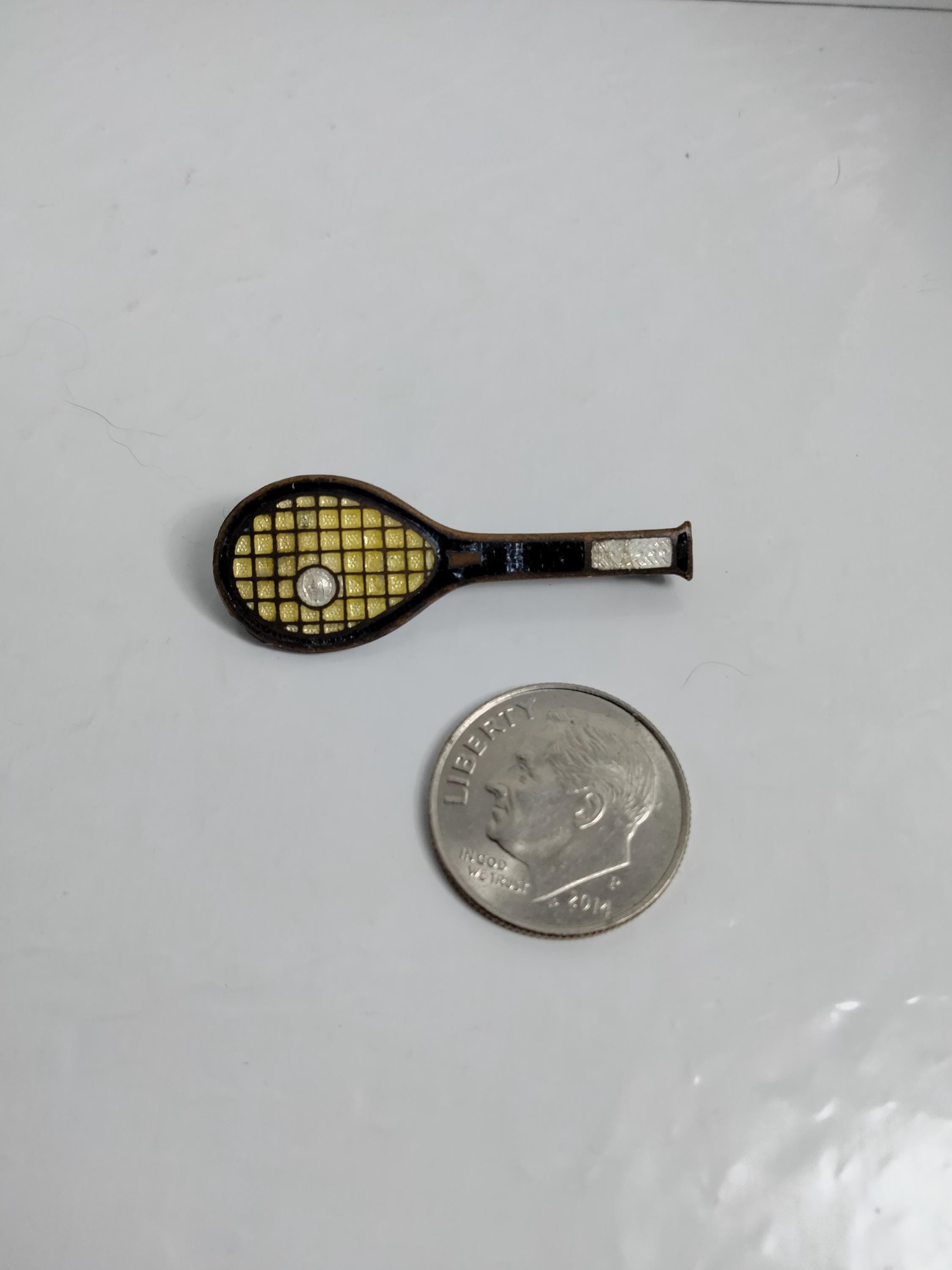 Vintage 1950s Handcrafted Tennis Racket Brooch – Miniature Sports Pin