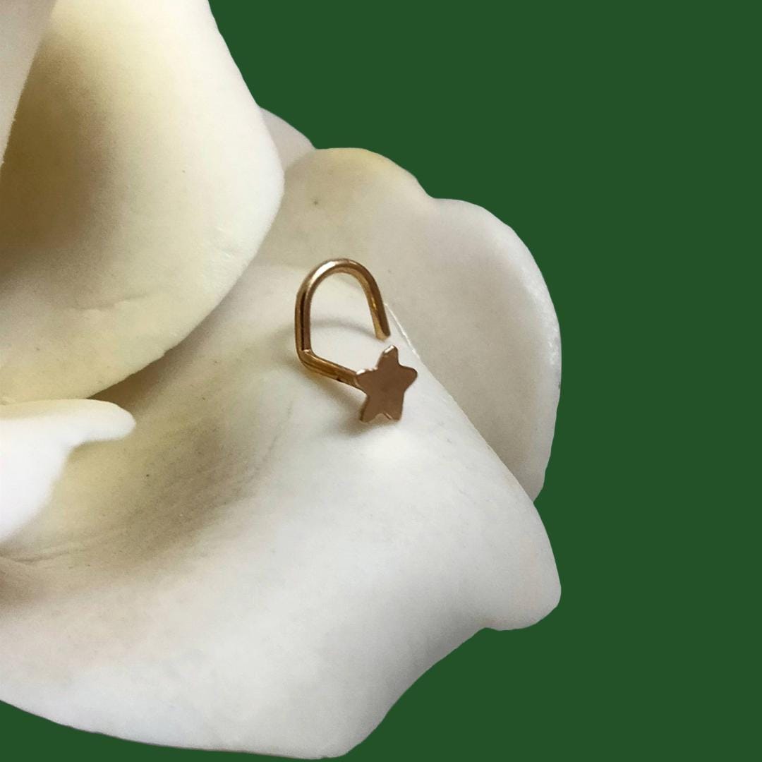 20G Star Nose Screw – 14K Gold Plated over Sterling Silver, Tiny & Dainty