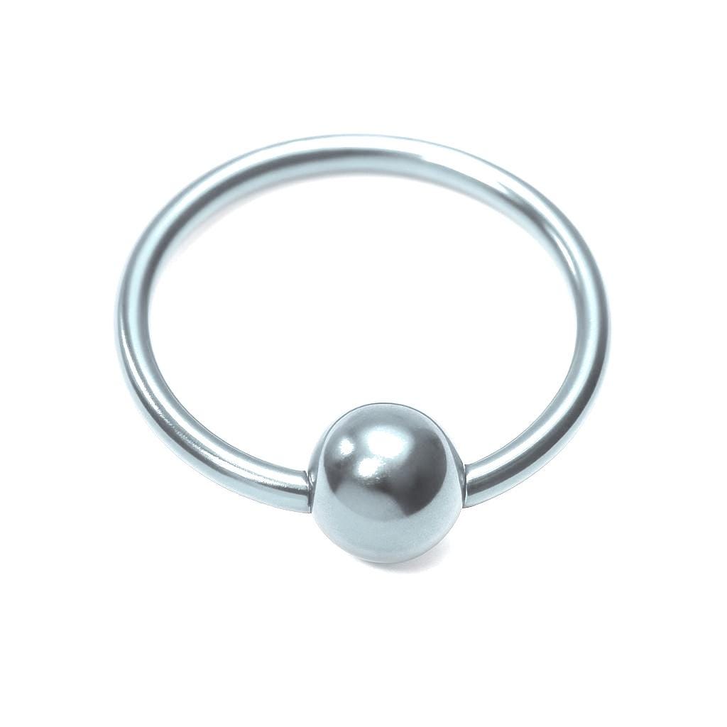 16G Surgical Steel Silver Nipple Nose Captive Bead Ring: 4mm Ball, 1/2" Diameter